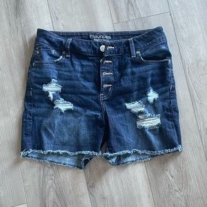 Maurice’s high rise ripped blue jean shorts